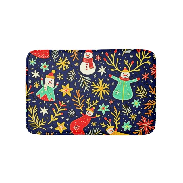 Unique Colorful Festive Pattern Art Bath Mat (Front)