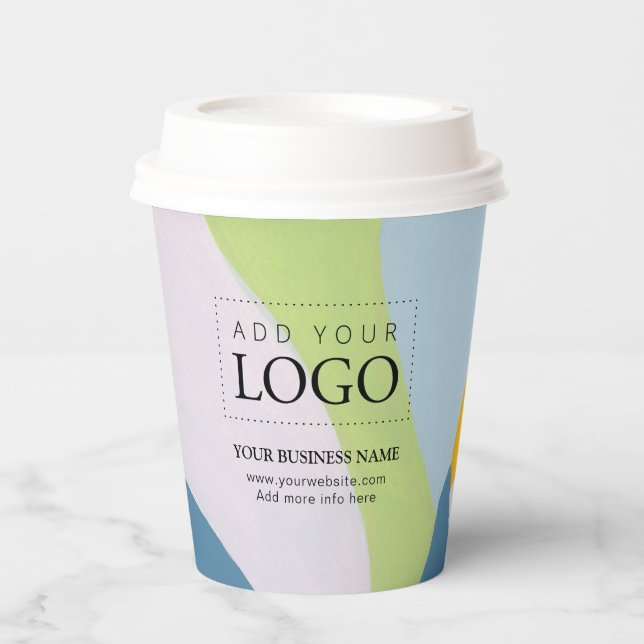 Unique colour block abstract art business logo paper cups (Front)