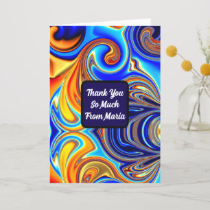Unique Colourful Abstract Marble Liquified  Thank You Card