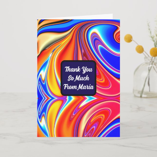 Unique Colourful Abstract Marble Liquified  Thank You Card (Front)