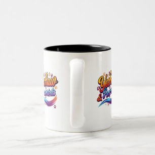 Unique, colourful animal paw print design gift. Two-Tone coffee mug