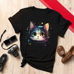 Unique Colourful Cat Design T-Shirt