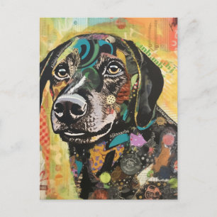 Unique Colourful Dog Collage Postcard