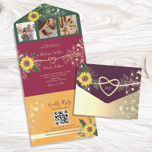 Unique Colourful Floral Wedding All In One Invitation