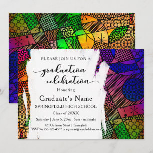 Unique Colourful Geometric Pattern Graduation Part Invitation