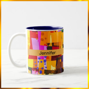 Unique Colourful Modern Abstract Pattern Two-Tone Coffee Mug