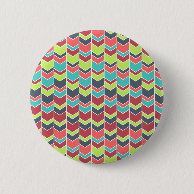 Unique Colourful Modern Chevron Pattern 2 Inch Round Button (Front)