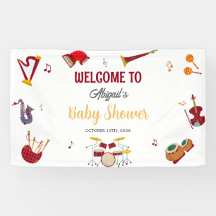 Unique Colourful Musical Baby Shower Sign Banner