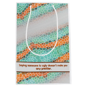 Unique Colourful Triangle Pattern & Quotes Medium Gift Bag