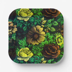 Unique Colours Vintage Floral Print Paper Plate