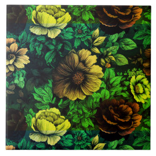 Unique Colours Vintage Floral Print Tile
