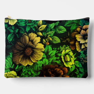 Unique Colours Vintage Green Floral Print Accessory Pouch