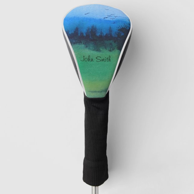 unique contempory design of spooky woodland   golf head cover (Front)