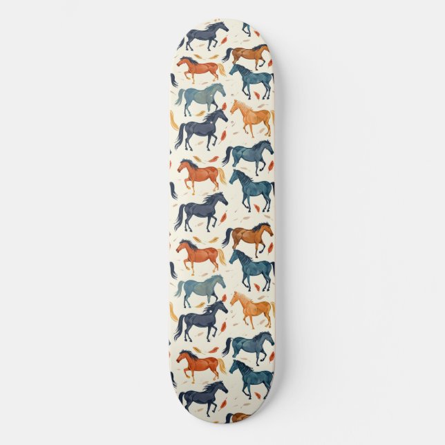 Unique Cool Horse Lover Design Skateboard (Front)