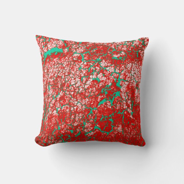 Unique Cool Pink Red Green Abstract Pattern Throw Pillow (Front)