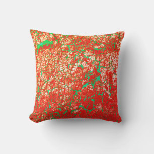 Unique Cool Pink Red Green Abstract Pattern Throw Pillow
