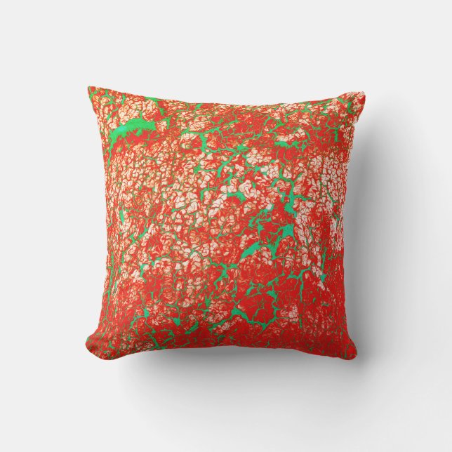 Unique Cool Pink Red Green Abstract Pattern Throw Pillow (Front)