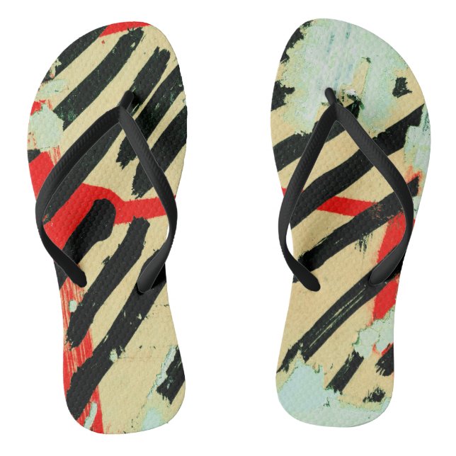 Unique Cool Worn Wall Paper Paint Flip Flops (Footbed)