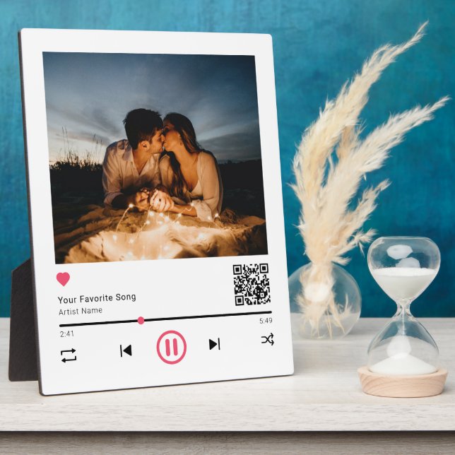 Unique Couple Personalized QR Code Any Song Photo Plaque (Side)