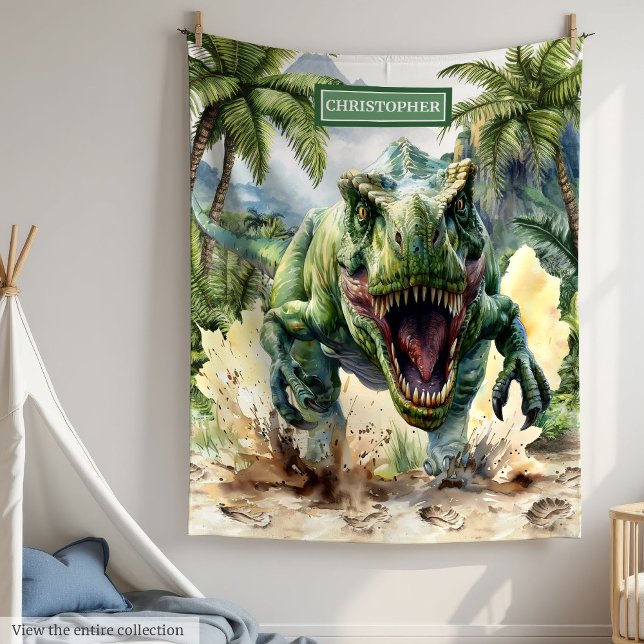 Unique couverture Dinosaur Nom personnalisé pour g (Unique Dinosaur Blanket Personalized Name for Boys)