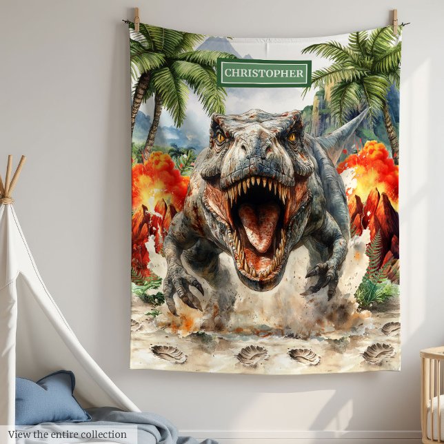 Unique couverture Tyrannosaurus personnalisée pour (Unique Tyrannosaurus Blanket Personalized with Boy Name)