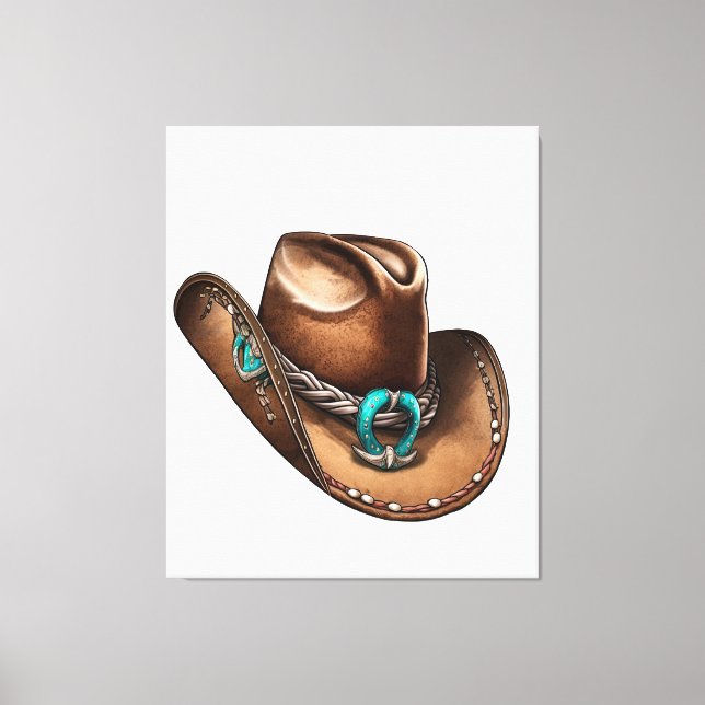 Unique Cowboy Hat Canvas Art for Western Decor (Front)