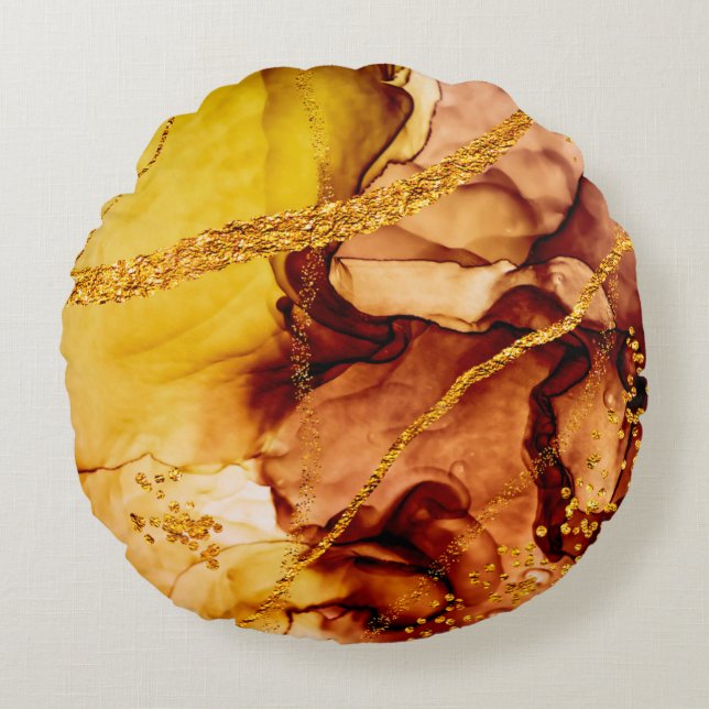 Unique creativity. Art&Gold. Inspired by the Sky.  Round Pillow (Front)
