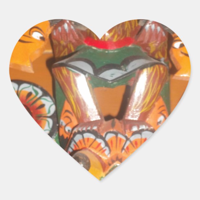 Unique Cultural Art - Sri Lankan/Indonesian Design Heart Sticker (Front)