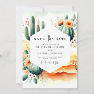 Unique Custom Cactus Wedding Save The Date
