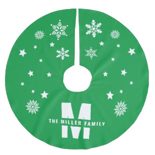 Unique Custom Family Name Template Green White Brushed Polyester Tree Skirt