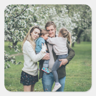 Unique Custom Family Photo Personalized Square Sticker