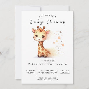 Unique Custom Giraffe Baby Shower Invitation