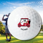 Unique Custom Golf Cart Monogram Name    Balls<br><div class="desc">A distinctive custom red and black golf cart -- tastefully done -- ready to run the course -- golf ball --This is a great gift for all golf lovers -- fun / attractive / unique. Personalize it with his initial and first name. If you have any design questions or a...</div>