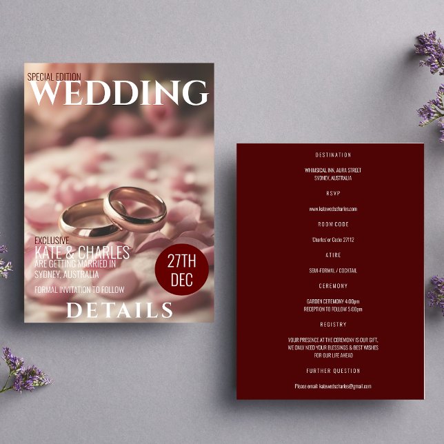 Unique Custom Magazine Style wedding details Invitation (Creator Uploaded)
