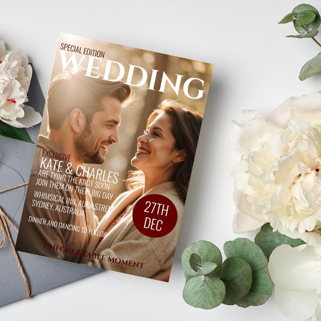 Unique Custom Magazine Style Wedding invitation  (Creator Uploaded)