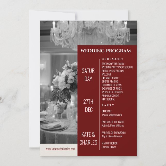 Unique Custom Magazine Style Wedding Program (Front)