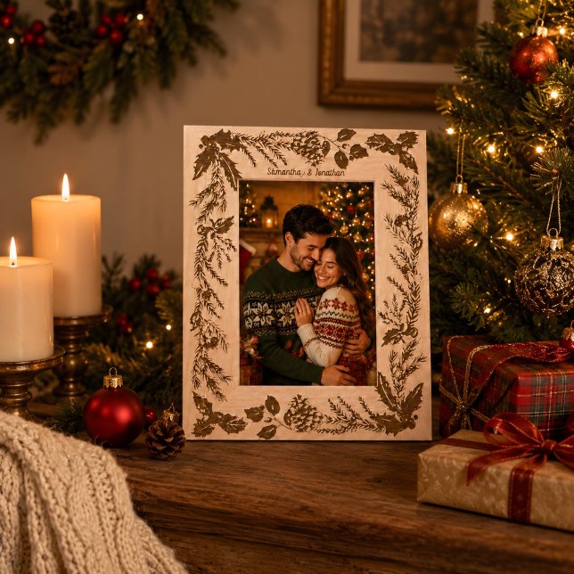 Unique Custom Name Couple Christmas Photo Keepsake Etched Frames (Creator Uploaded)