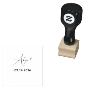 Unique Custom Name Date Stylish Travel Wooden Rubber Stamp