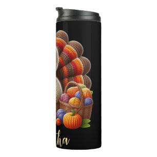 Unique custom name, turkey crocheting  thermal tumbler