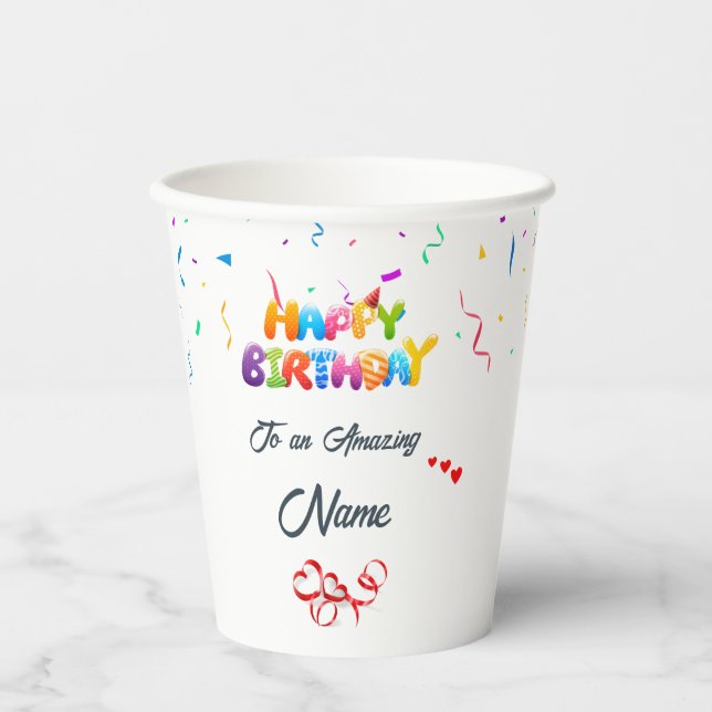 Unique Custom Paper Cups for Birthday Parties (Front)
