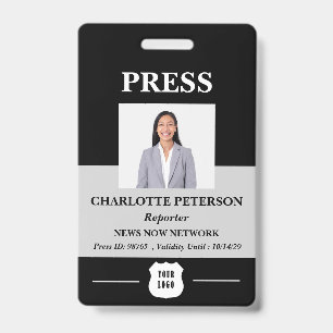 Unique Custom Photo & Logo Press ID Badge