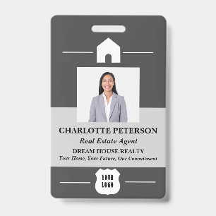 Unique Custom Photo & Logo Real Estate Name  Badge