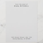 Unique Custom Stationery Monogram<br><div class="desc">Simple grey personalized from the desk of letterhead with name and address.</div>