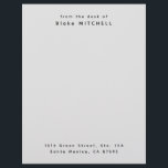 Unique Custom Stationery Monogram<br><div class="desc">Simple grey personalized from the desk of letterhead with name and address.</div>