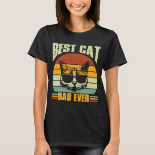 Unique  Cute Best Cat Dad Ever Vintage Retro Sunse T-Shirt