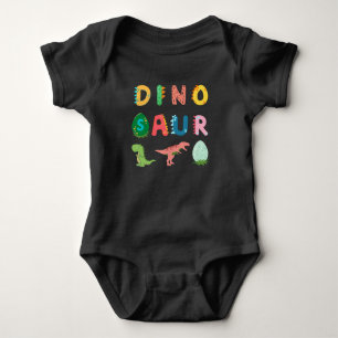Unique cute colourful funny dinosaur black baby bodysuit