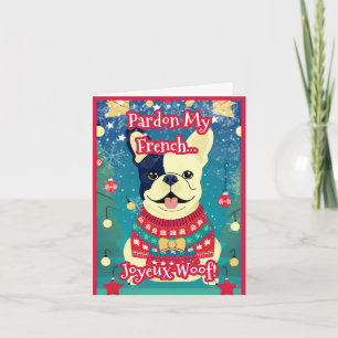 Unique Cute French Bulldog Ugly Christmas Sweater Holiday Card