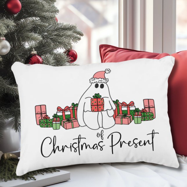 Unique Cute Funny Christmas Accent Pillow (Cute Simple Modern Funny Ghost Of Christmas Accent Pillow)