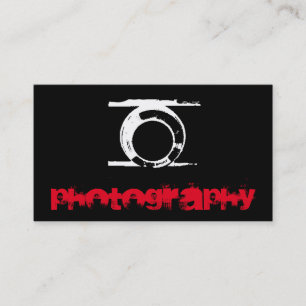 Unique Cute Plain Black Red Photography Business Card