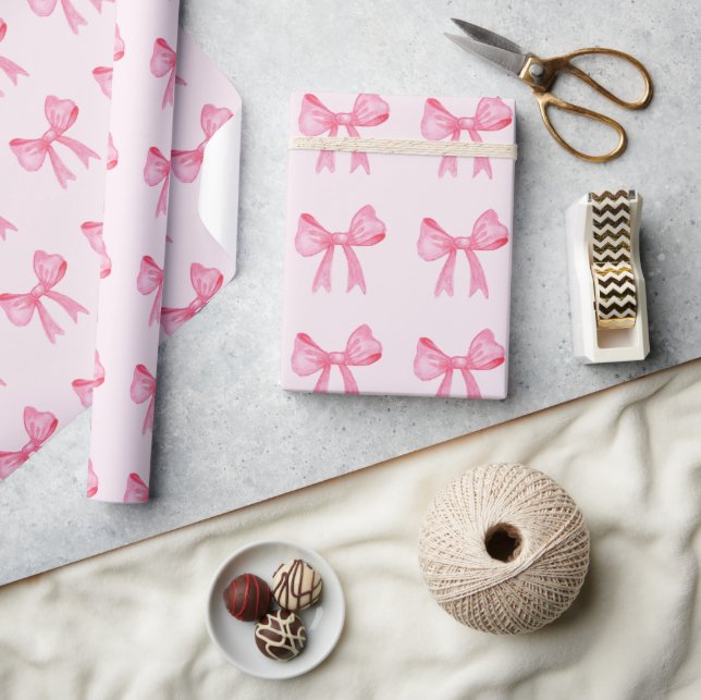 Unique Cute Wrapping Paper with Pink Bow  (Crafts)